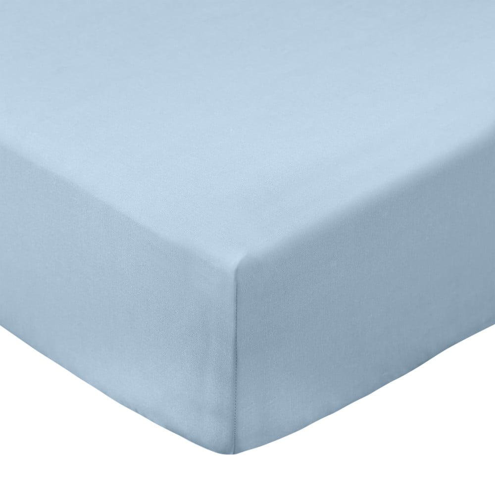Modrá napínacia plachta z bavlneného perkálu 185x200 cm Cotton Percale – Bianca