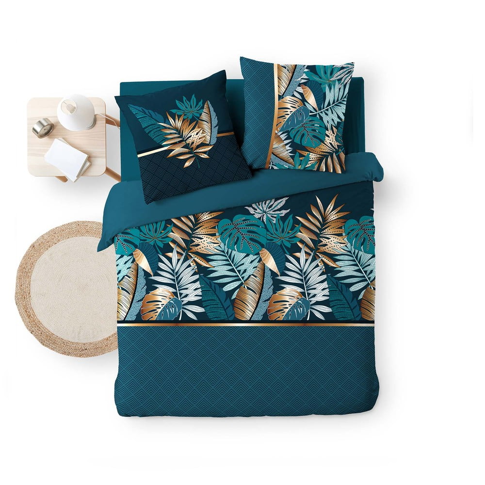 Modré bavlnené obliečky na dvojlôžko/predĺžené 240x220 cm Alianor – douceur d'intérieur