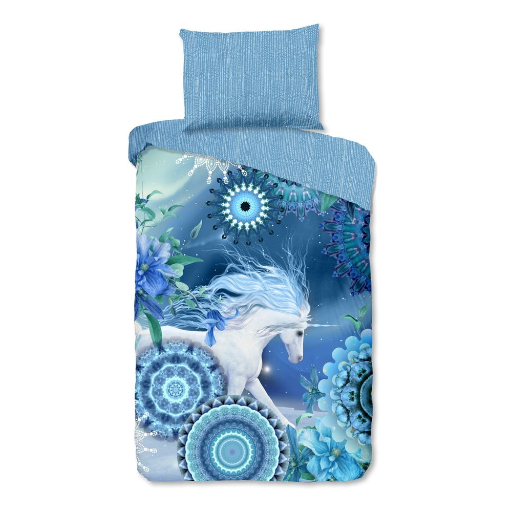 Modré flanelové obliečky na jednolôžko 140x200 cm Lumi – HIP