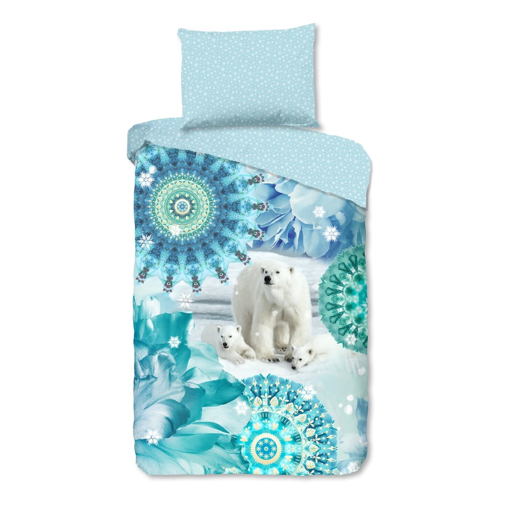 Modré flanelové obliečky na jednolôžko 140x200 cm Seppo – HIP