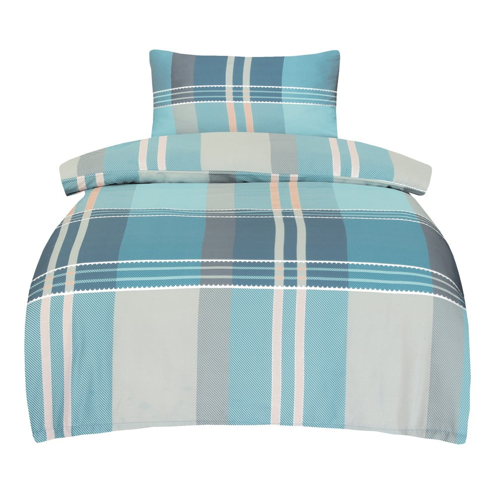 Modré obliečky na jednolôžko z bavlneného saténu 140x200 cm Monty – My House