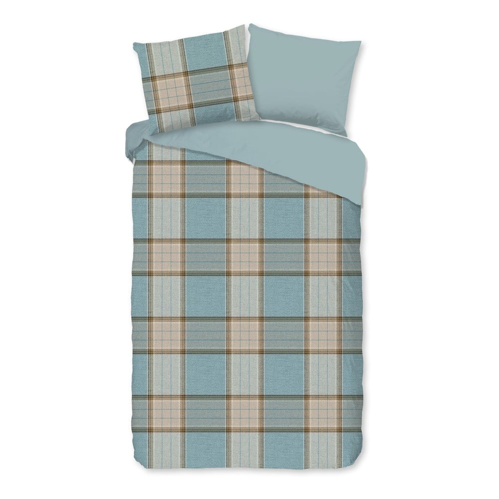 Modré predĺžené flanelové obliečky na jednolôžko 140x220 cm Jacco – Good Morning