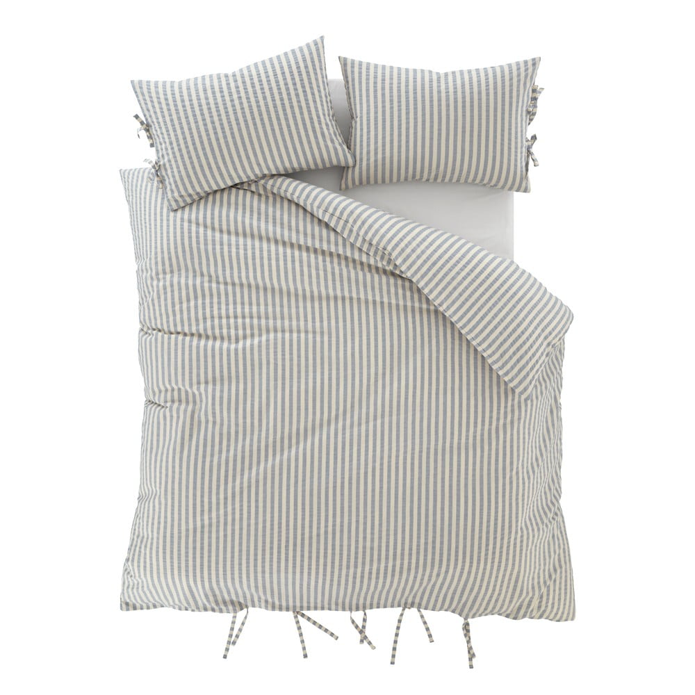 Modré predĺžené obliečky na dvojlôžko 230x220 cm Zanzibar Stripe – Pineapple Elephant