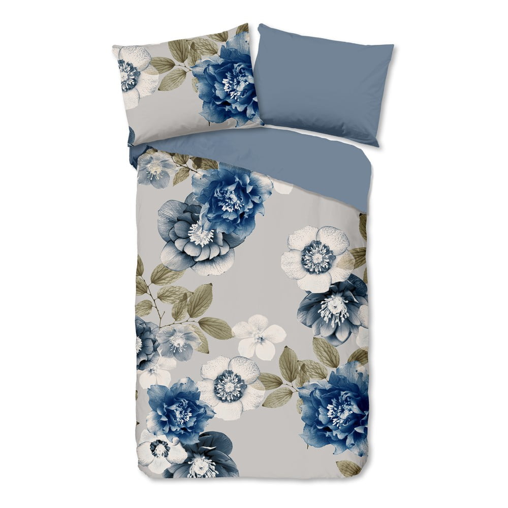 Modro-sivé flanelové obliečky na jednolôžko 140x200 cm Gabin – Good Morning