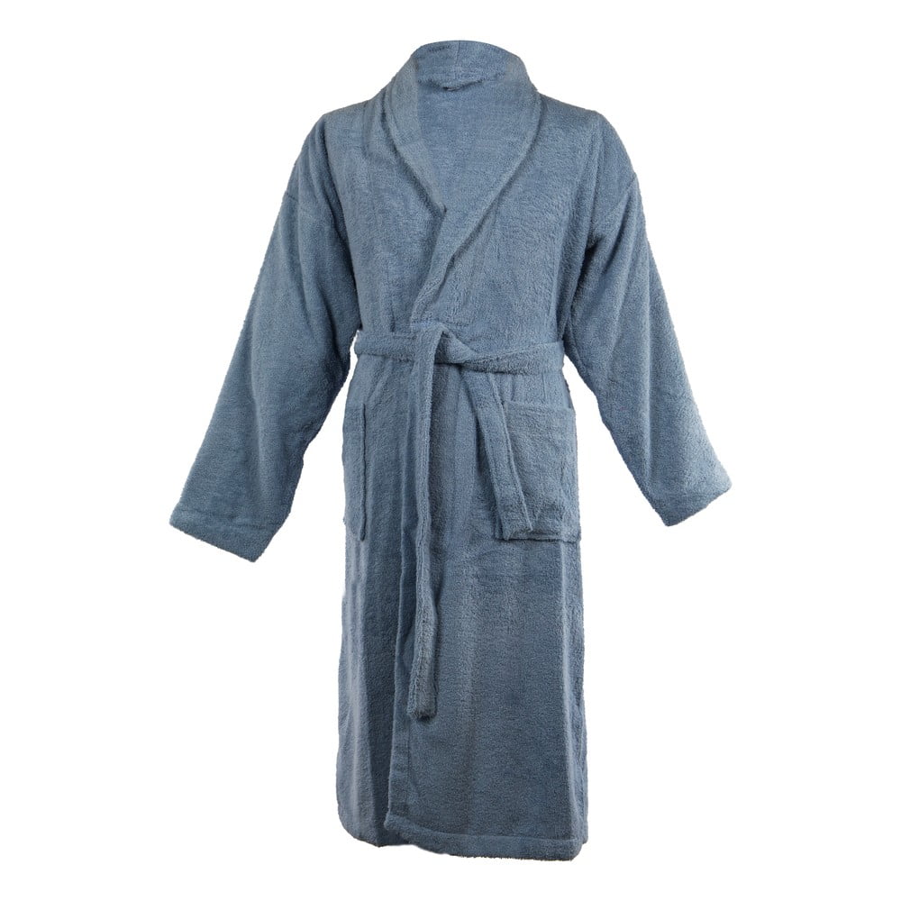 Modrý bavlnený župan veľkosť XXL Lindu – Tiseco Home Studio
