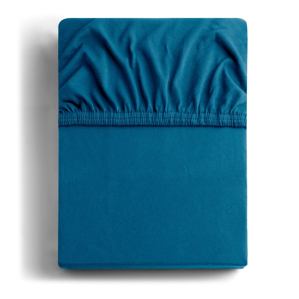 Napínacia plachta jersey v petrolejovej farbe 180x200 cm Amber – Restilo