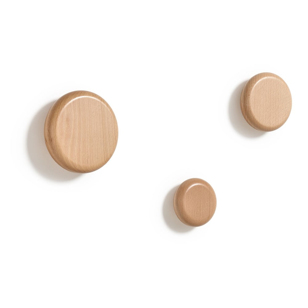 Nástenné drevené háčiky v súprave 3 ks v prírodnej farbe Nadue – Kave Home