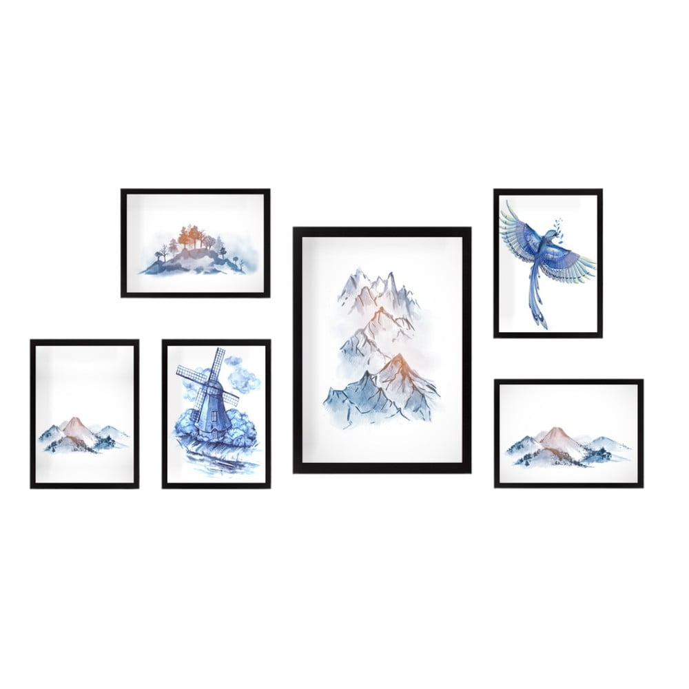 Obrazy v súprave 6 ks Watercolor – Wallity