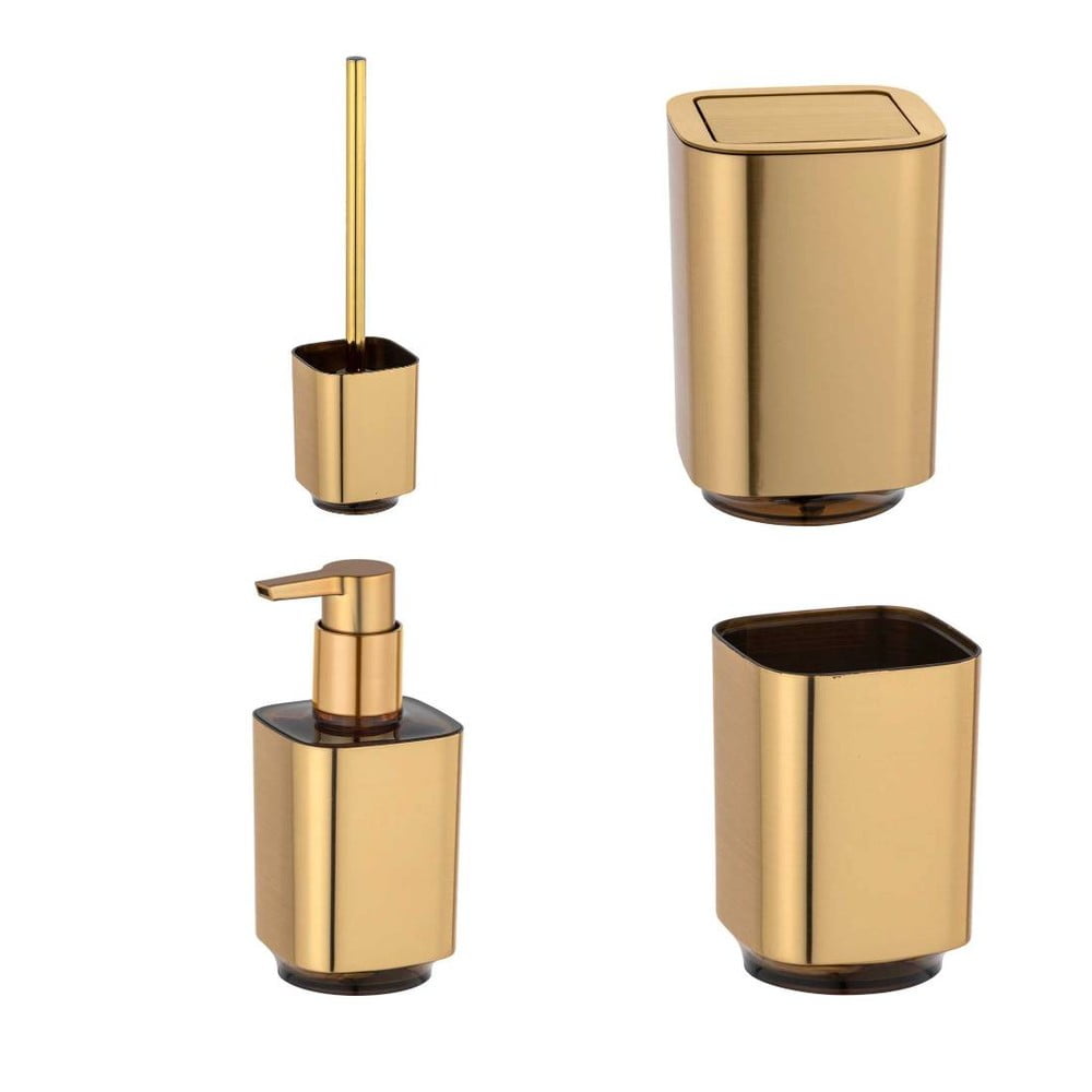 Plastová súprava doplnkov do kúpeľne v zlatej farbe Auron – Wenko