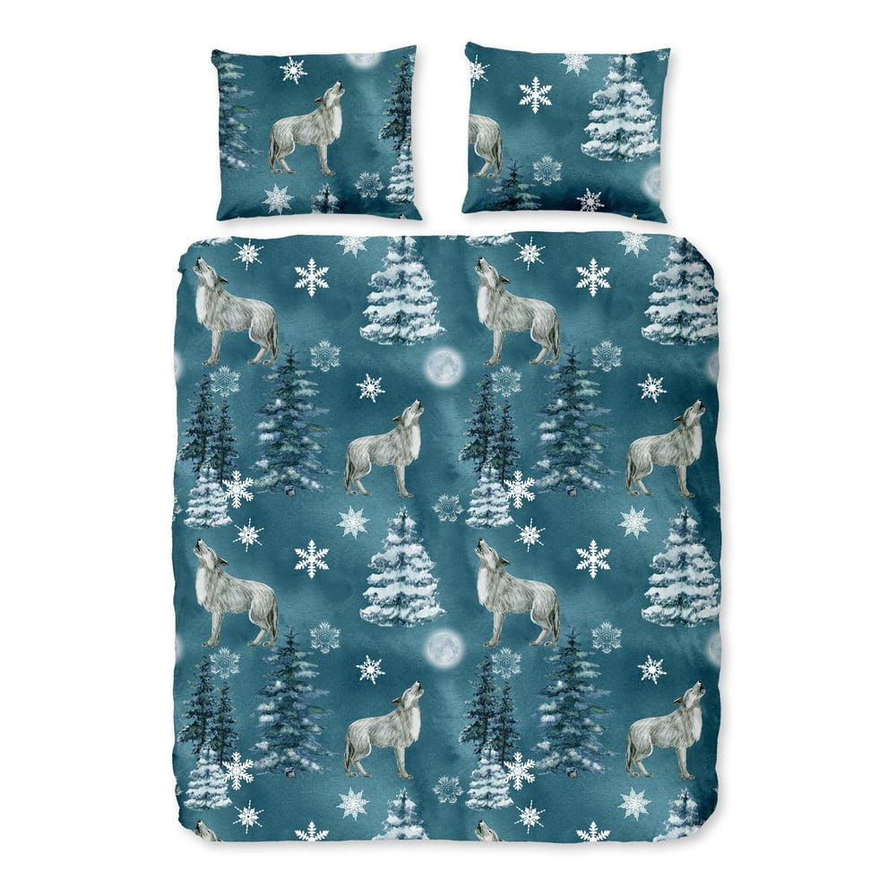 Predĺžené flanelové obliečky na jednolôžko v petrolejovej farbe 140x220 cm Midnight – Good Morning