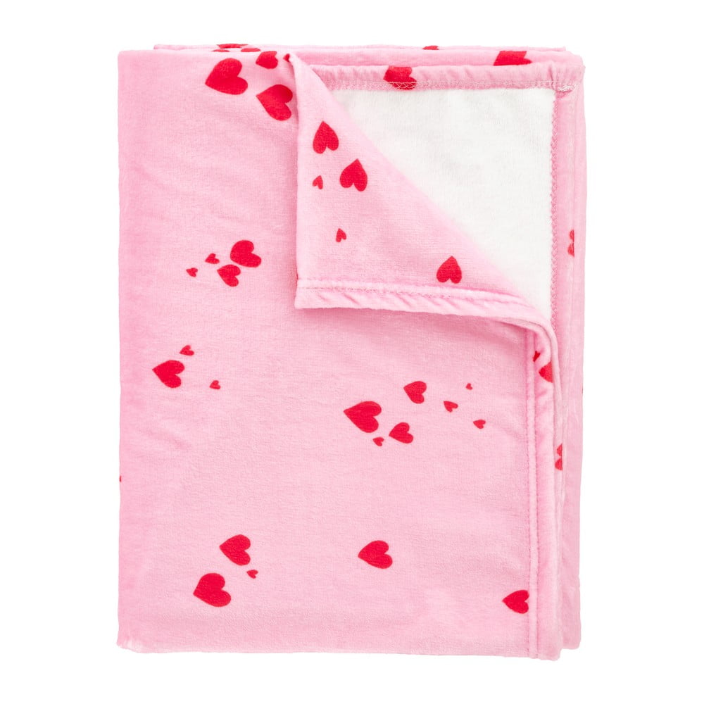 Ružová fleecová deka 200x240 cm Heart – Catherine Lansfield