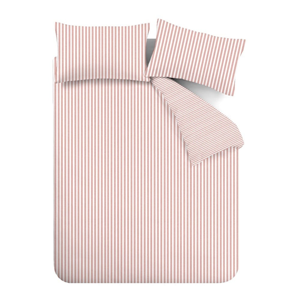 Ružové flanelové obliečky na dvojlôžko/predĺžené 230x220 cm Stripe – Catherine Lansfield