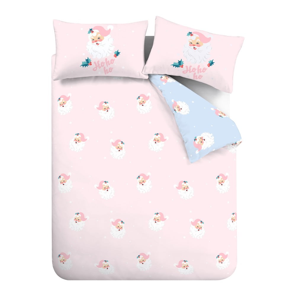 Ružové obliečky na dvojlôžko/predĺžené 230x220 cm Vintage Christmas Santa – Catherine Lansfield