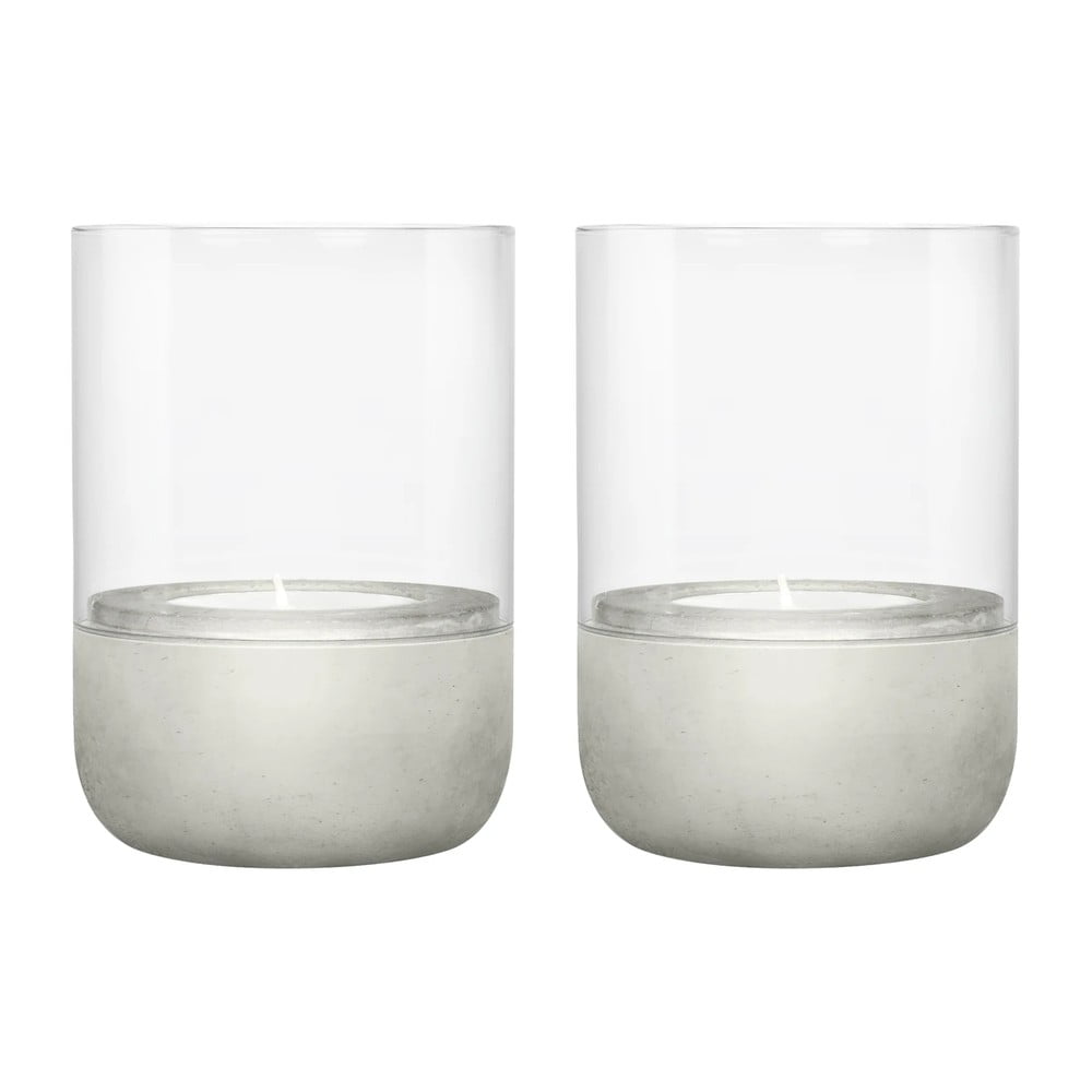 Set 2 sklenených svietnikov s betónovým podstavcom Blomus Calma