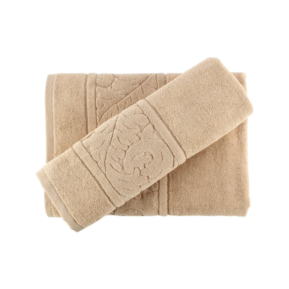 Set béžového bavlneného uteráka a osušky Foutastic Beige