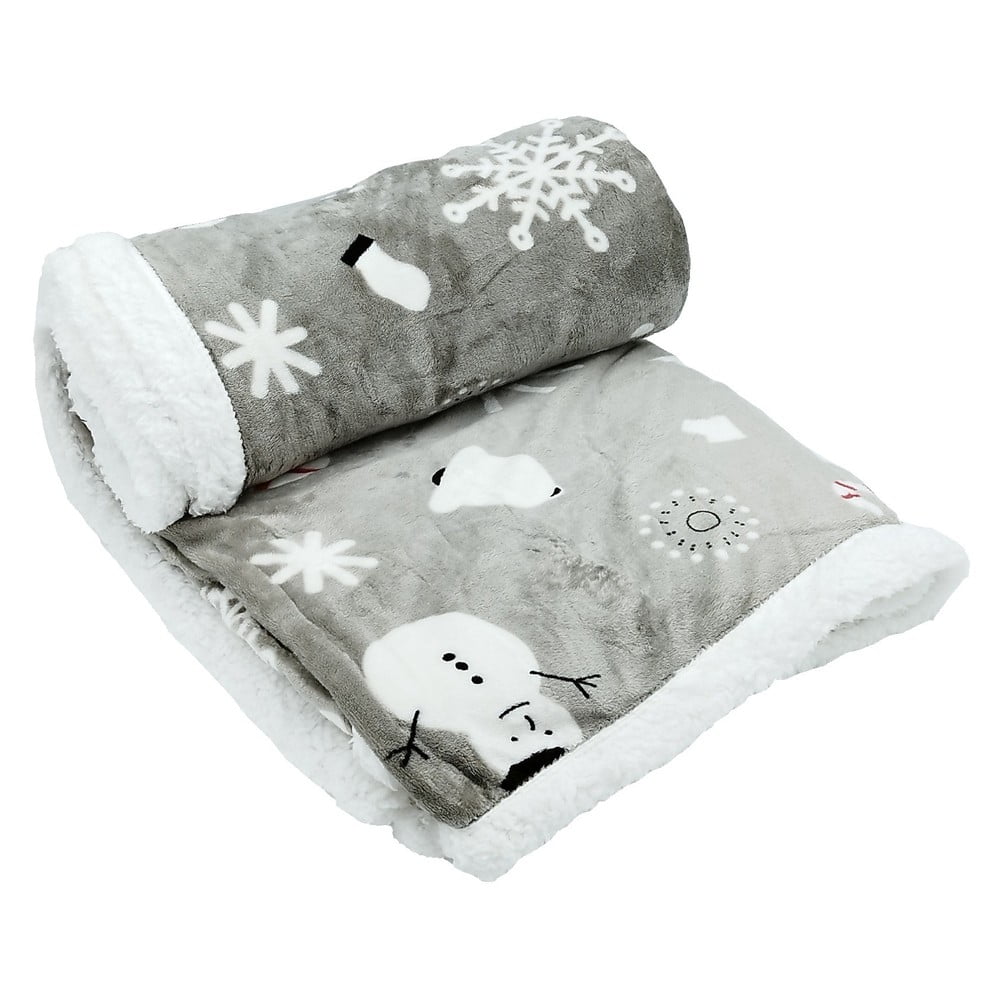 Sivá deka s vianočným motívom s baránkom 150x200 cm Snowman – My House