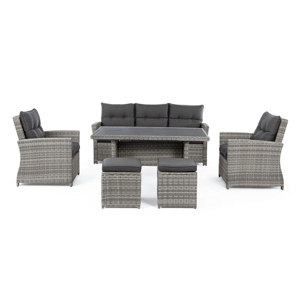 Sivá záhradná lounge súprava z umelého ratanu pre 6 Ariel – Bizzotto