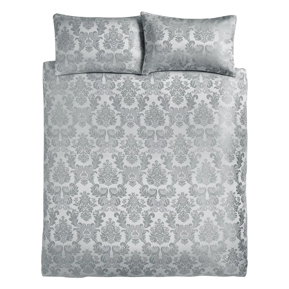 Sivé damaškové obliečky na dvojlôžko/predĺžené 230x220 cm Damask Jacquard – Catherine Lansfield