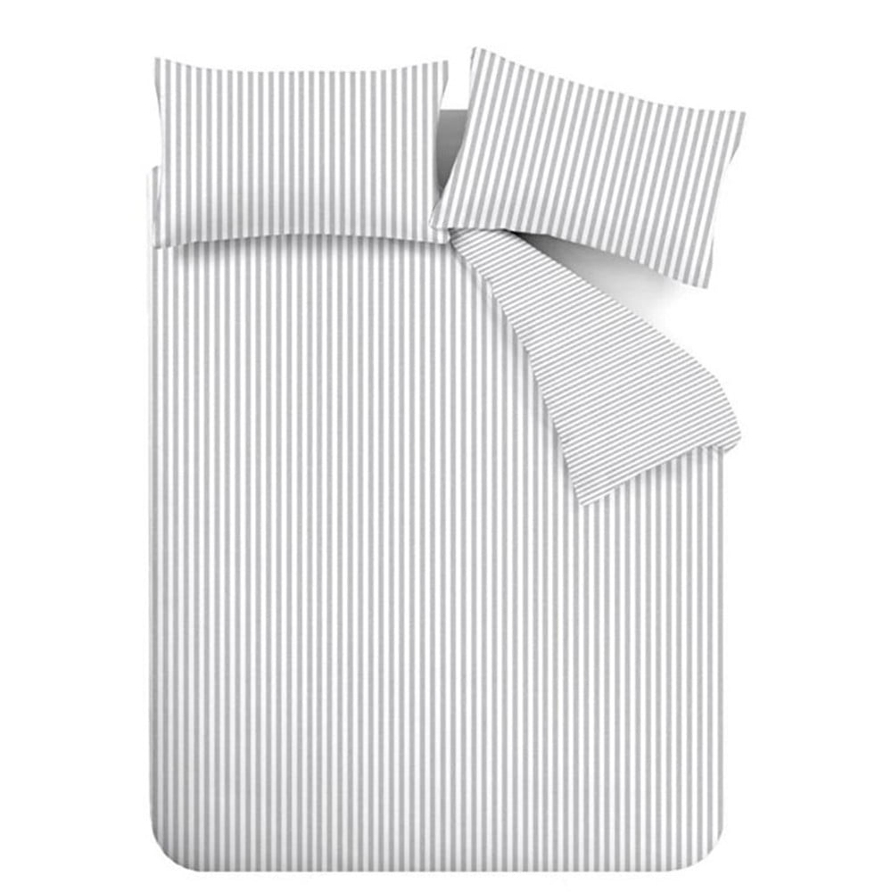 Sivé flanelové obliečky na dvojlôžko 200x200 cm Stripe – Catherine Lansfield