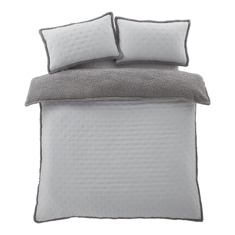 Sivé obliečky na dvojlôžko s baránkom 200x200 cm Cosy Nori – Catherine Lansfield