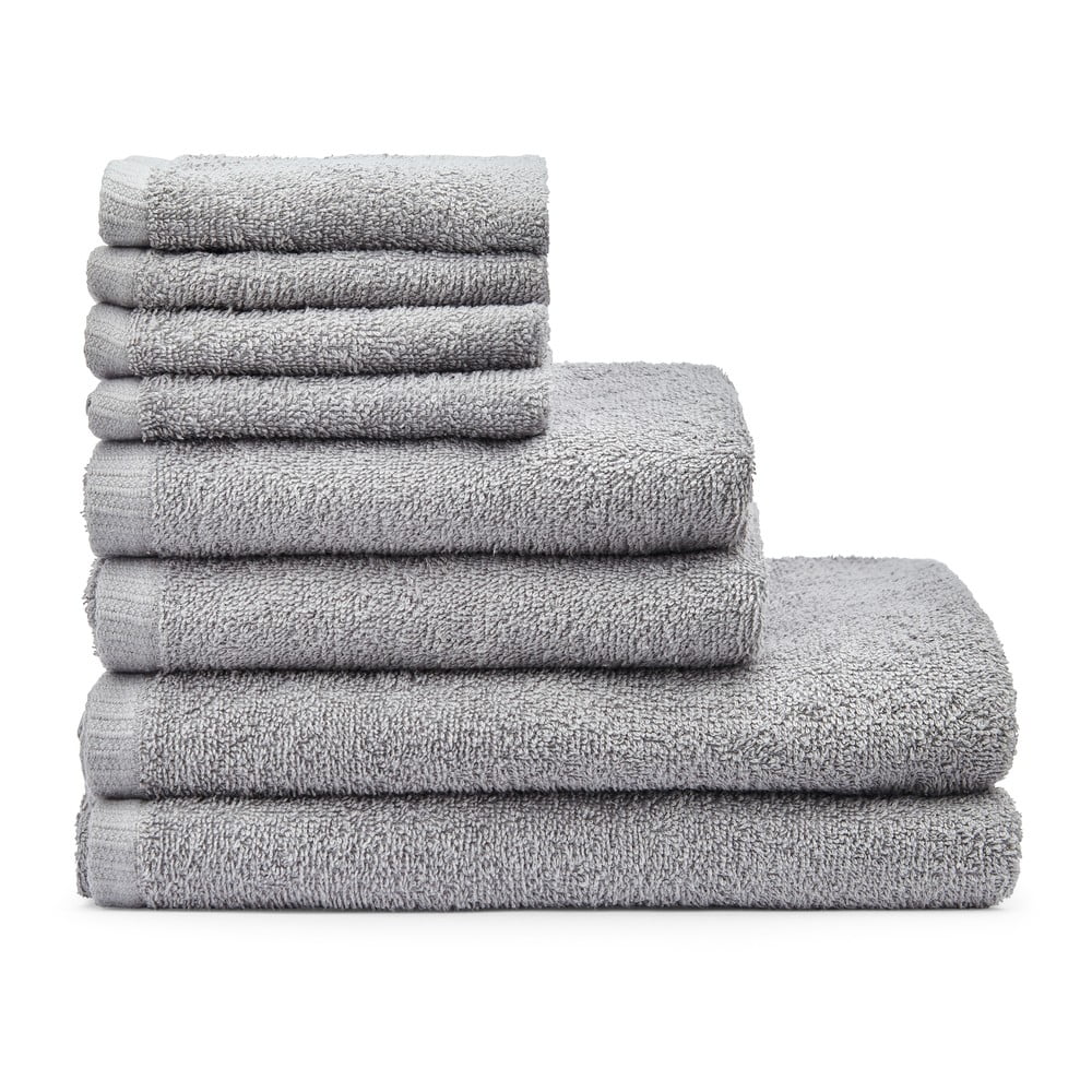 Sivé rýchloschnúce/froté bavlnené uteráky a osušky v súprave 8 ks Quick Dry – Catherine Lansfield