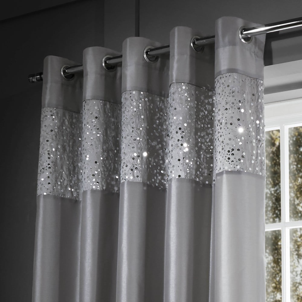 Sivé závesy v súprave 2 ks z mikrosaténu 229x229 cm Glitzy Sequin – Catherine Lansfield