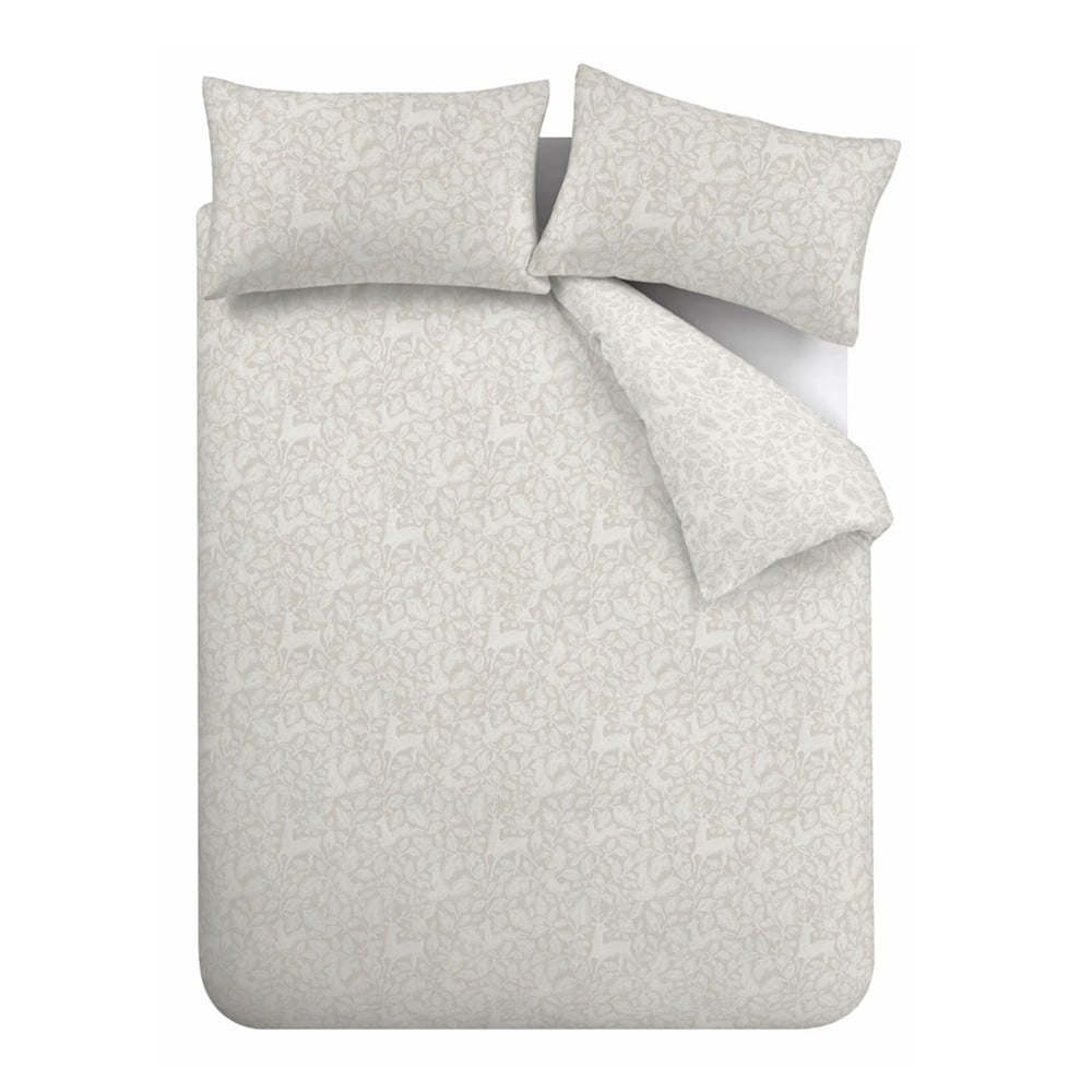 Sivobéžové bavlnené obliečky na dvojlôžko/predĺžené 230x220 cm Woodland – Bianca