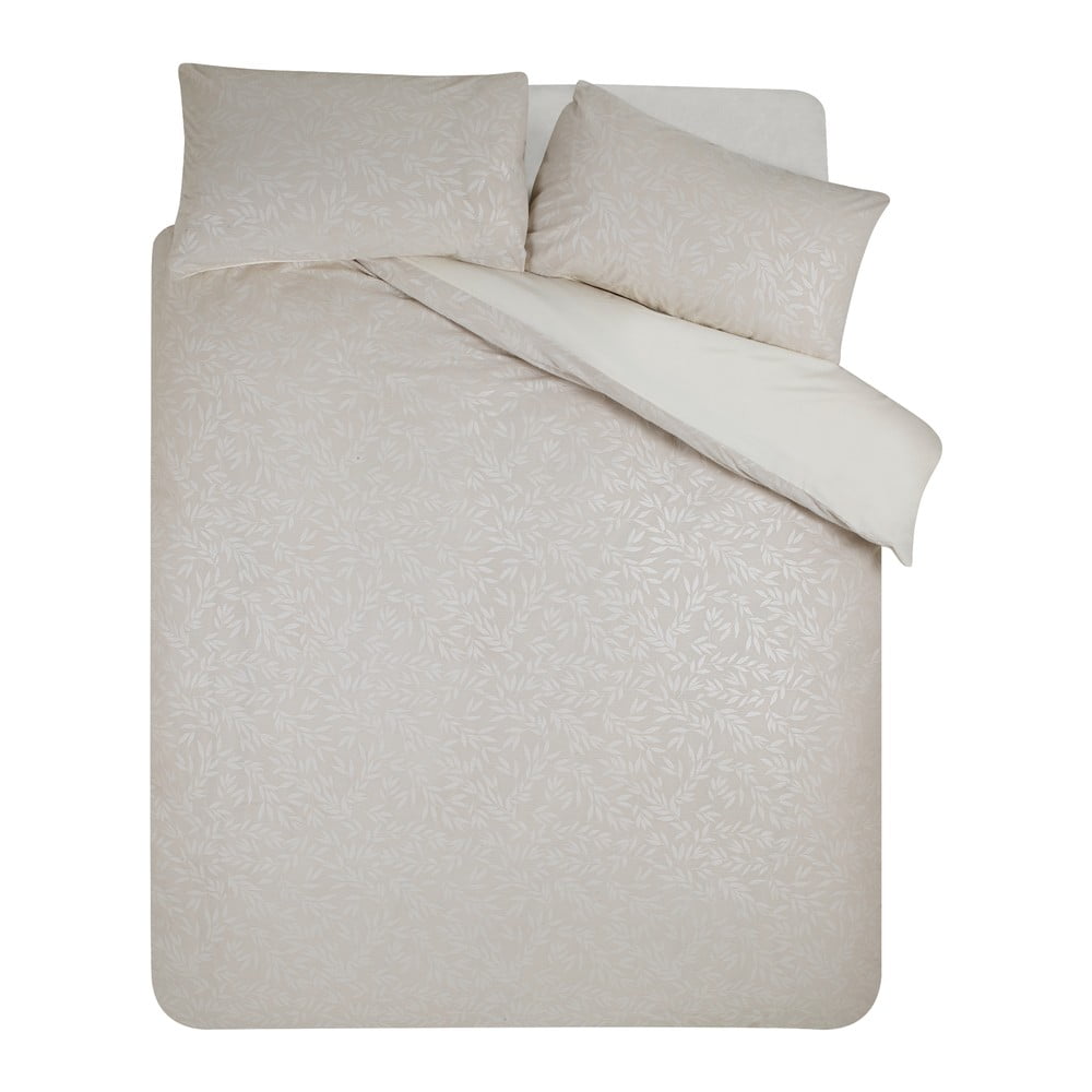 Sivobéžové obliečky na dvojlôžko zo žakára 200x200 cm Corded Leaves – Catherine Lansfield