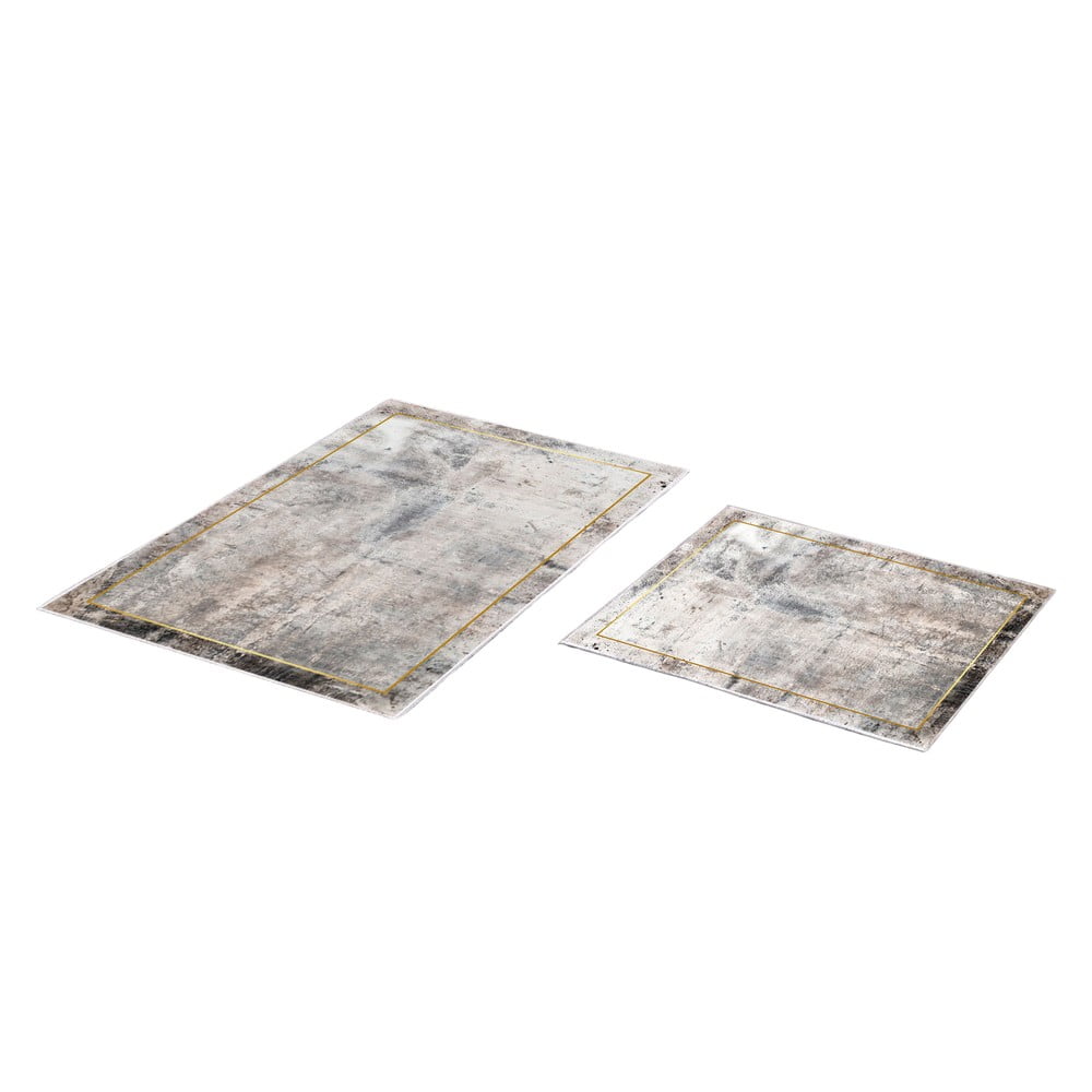 Sivo-hnedé kúpeľňové predložky v súprave 2 ks 60x100 cm – Foutastic