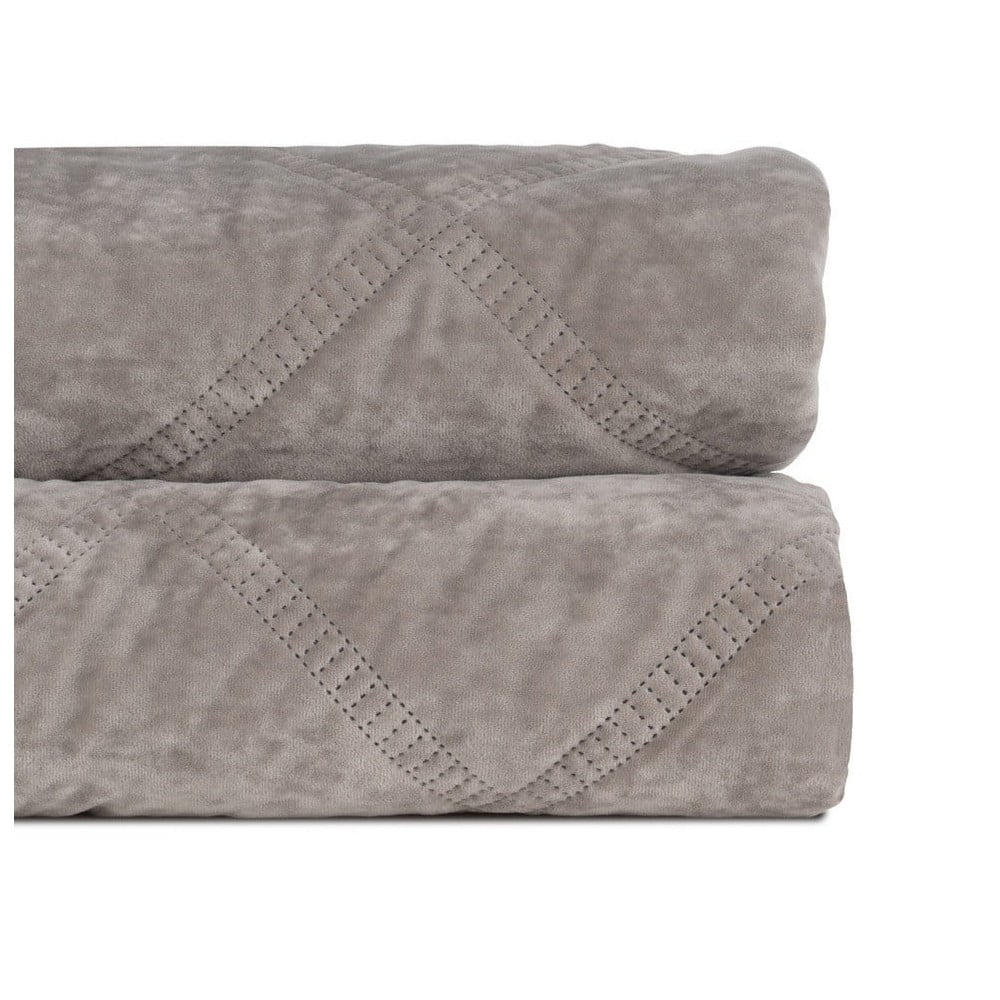 Sivý zamatový prešívaný pléd 230x260 cm – Ixia
