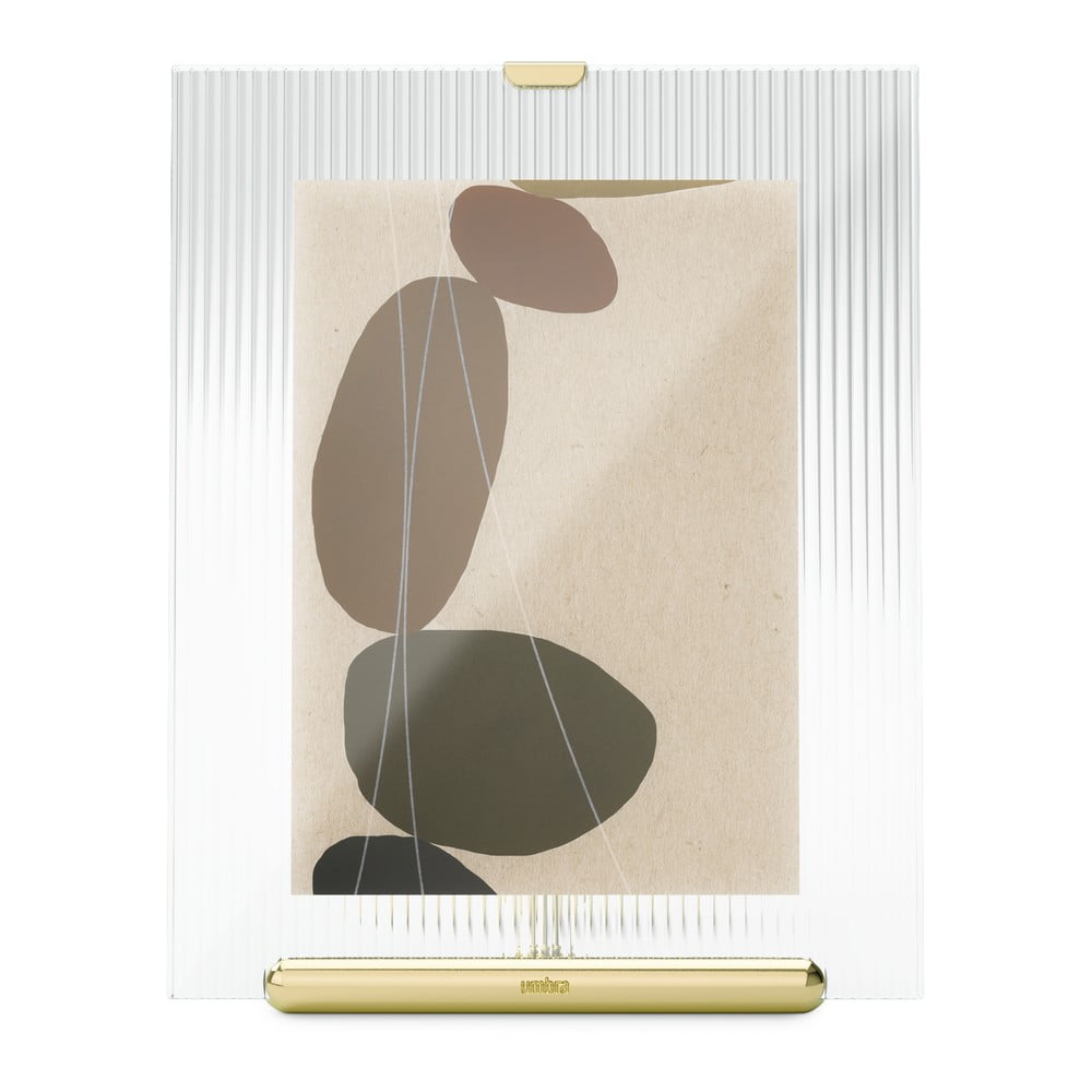 Sklenený stojací rámček v zlatej farbe 19x23 cm Flute – Umbra