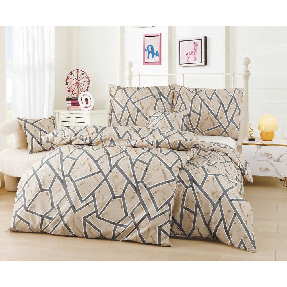 Svetlohnedé 6-dielne obliečky na jednolôžko z mikrosaténu 140x200 cm Marco – My House