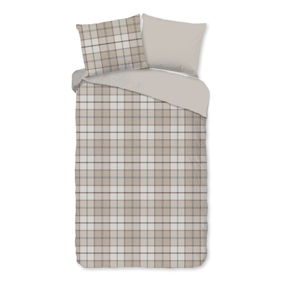 Svetlohnedé predĺžené flanelové obliečky na dvojlôžko 200x220 cm Bernardus – Good Morning