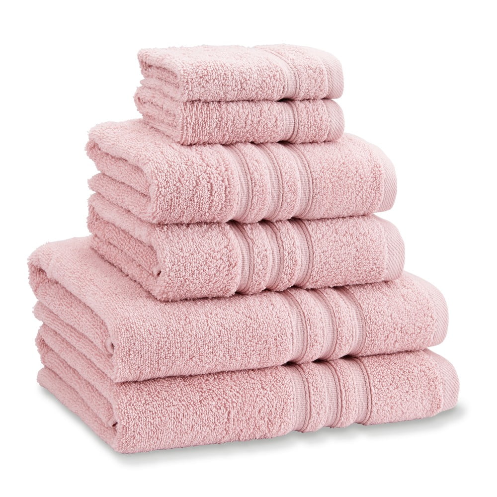 Svetloružové froté bavlnené uteráky a osušky v súprave 6 ks Zero Twist – Catherine Lansfield
