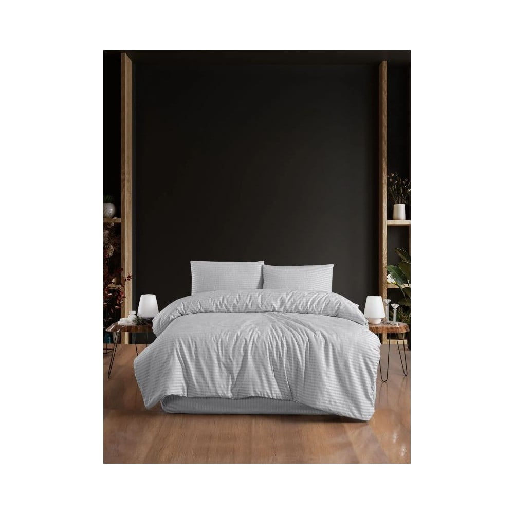 Svetlosivé 4-dielne predĺžené obliečky na dvojlôžko s plachtou 200x220 cm – Mila Home