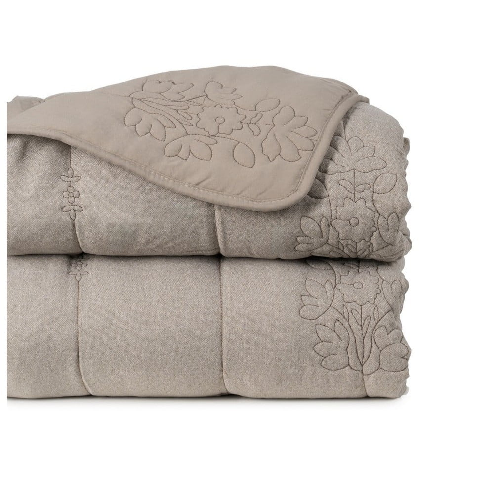 Taupe prešívaný pléd 240x260 cm – Ixia