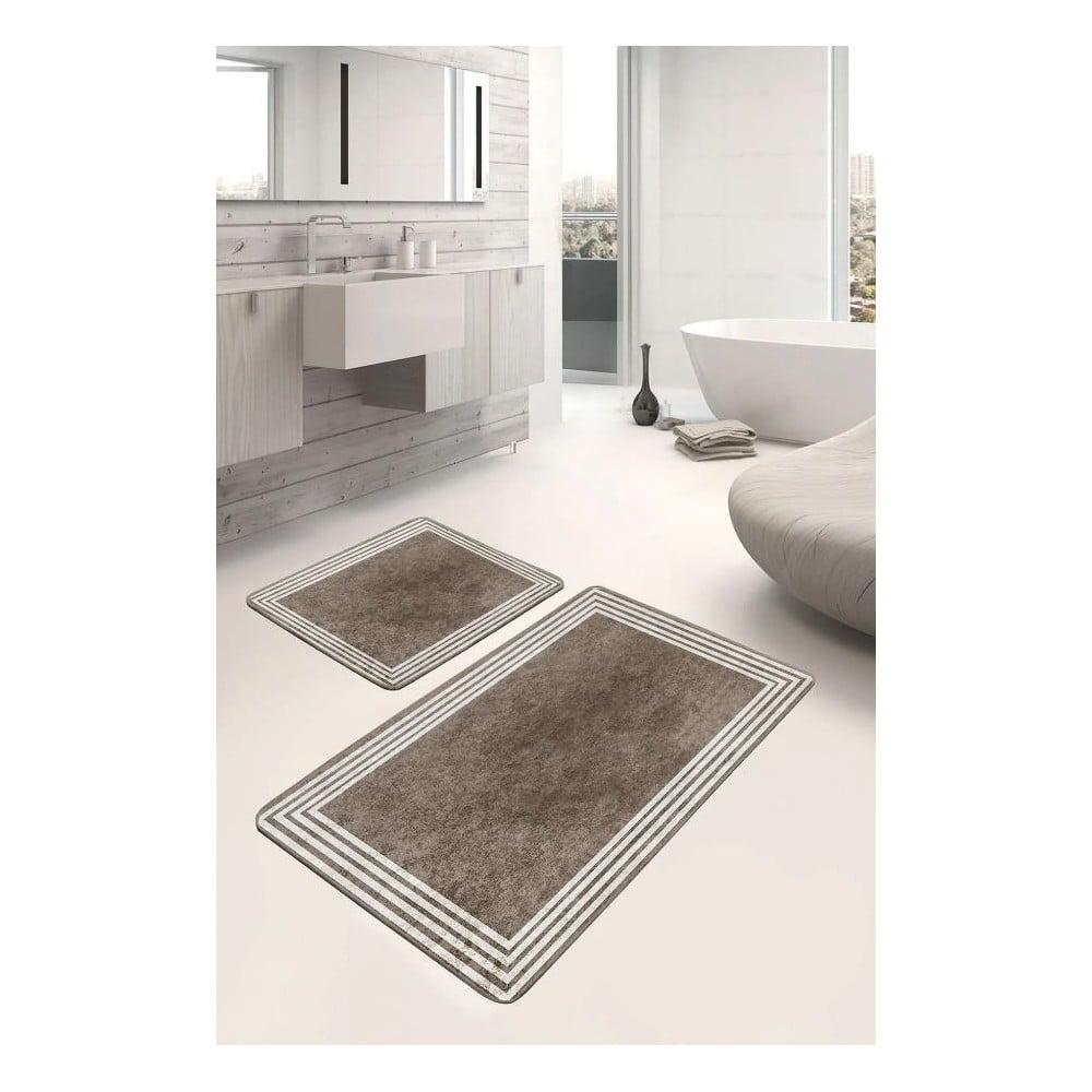 Taupe zamatové kúpeľňové predložky v súprave 2 ks 60x100 cm – Mila Home