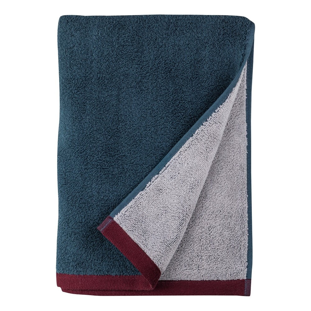 Tmavomodrá/sivá froté osuška z Bio bavlny 70x133 cm Soft – Mette Ditmer Denmark