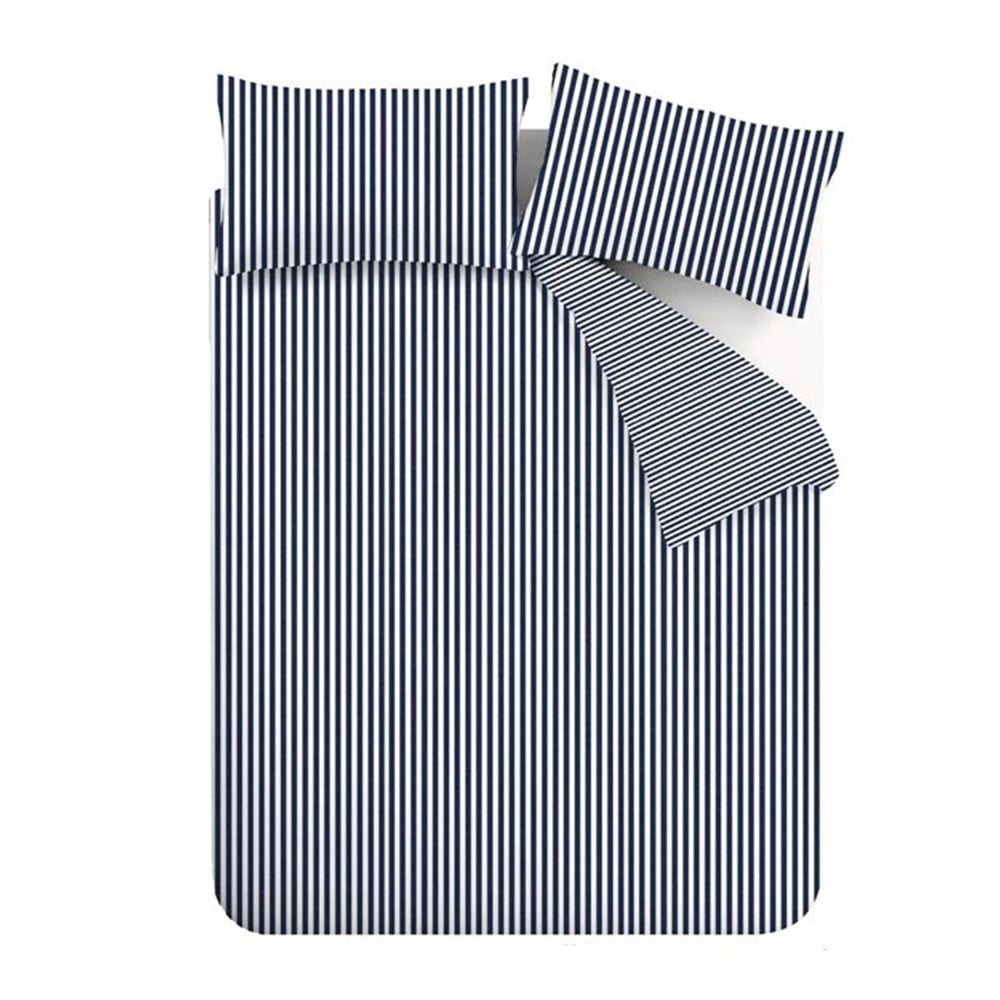 Tmavomodré flanelové obliečky na dvojlôžko/predĺžené 230x220 cm Stripe – Catherine Lansfield