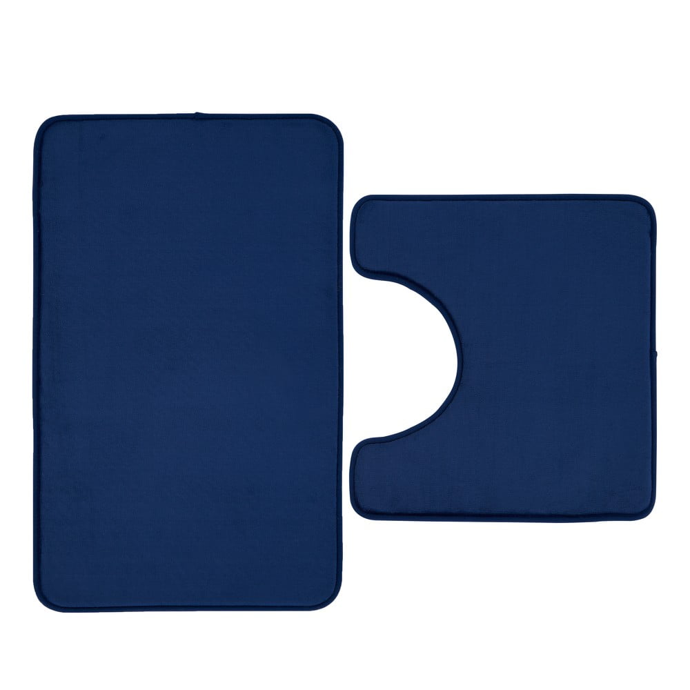 Tmavomodré WC kúpeľňové predložky z pamäťovej peny v súprave 2 ks 50x80 cm Anti-Bacterial – Catherine Lansfield