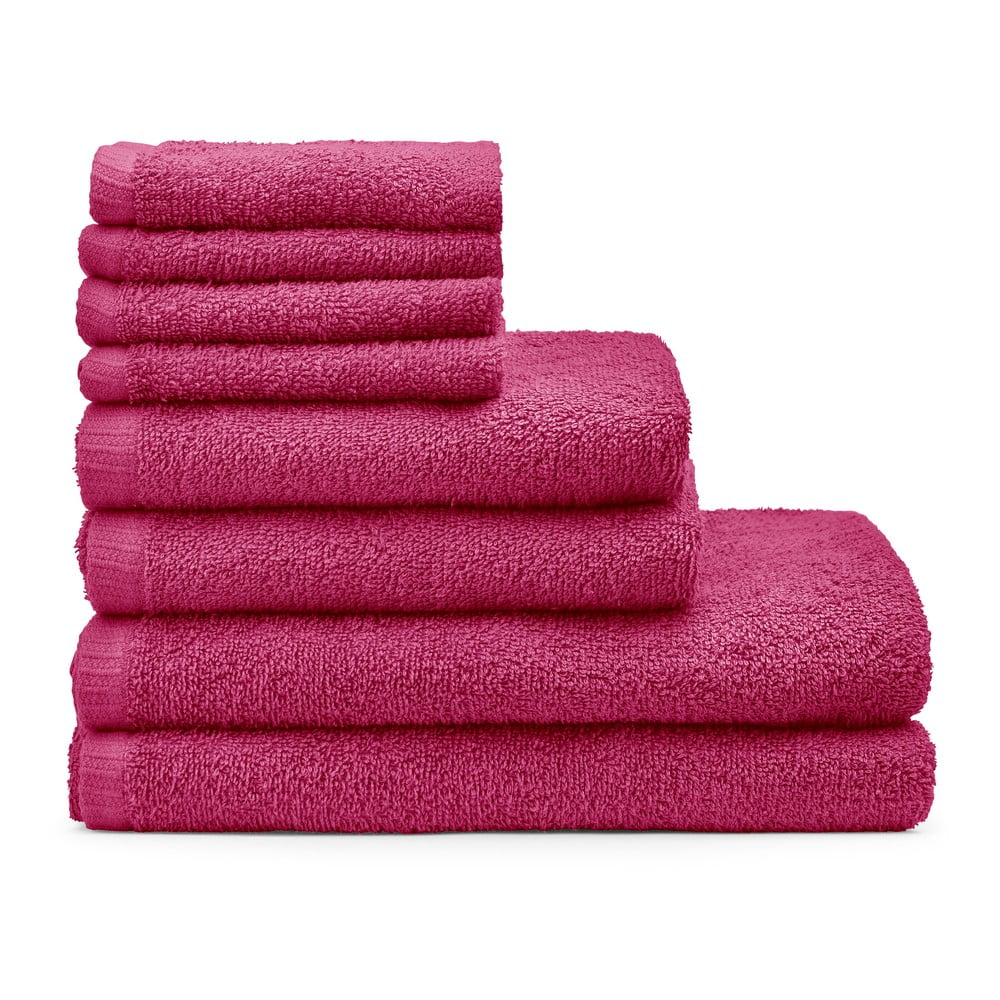 Tmavoružové rýchloschnúce/froté bavlnené uteráky a osušky v súprave 8 ks Quick Dry – Catherine Lansfield
