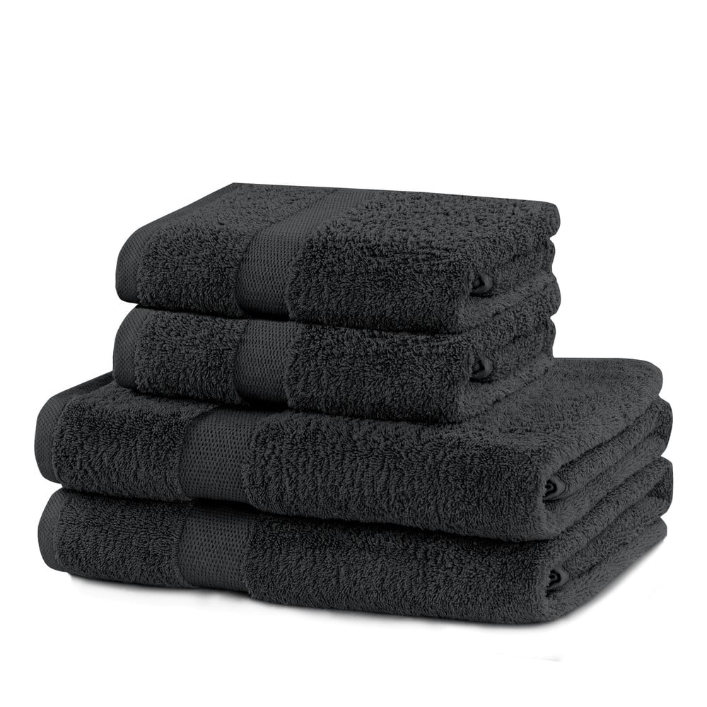 Tmavosivé froté bavlnené uteráky a osušky v súprave 4 ks Marina – Restilo