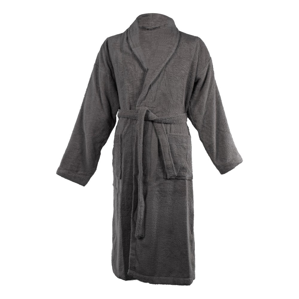 Tmavosivý bavlnený župan veľkosť L/XL Lindu – Tiseco Home Studio