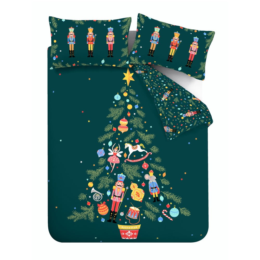 Tmavozelené obliečky na dvojlôžko/predĺžené 230x220 cm Nutcracker – Catherine Lansfield