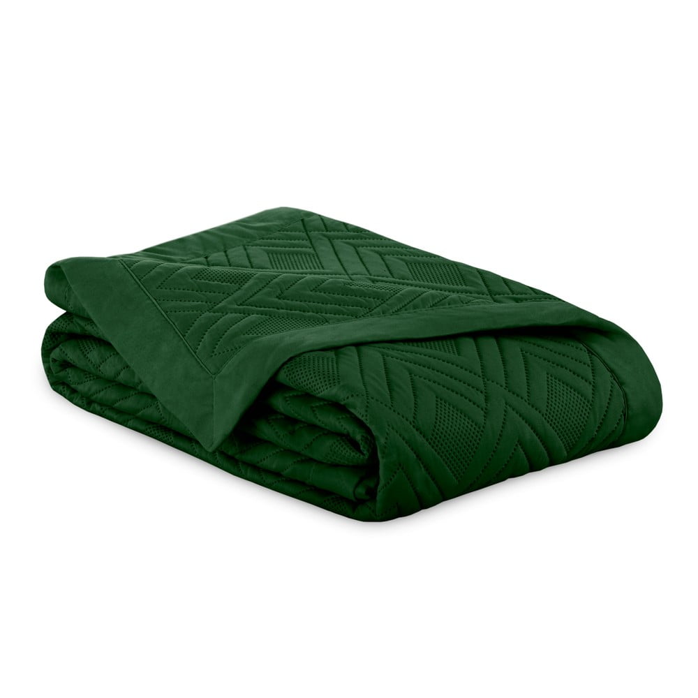 Tmavozelený prešívaný pléd z mikrovlákna 220x240 cm Ophelia – Restilo