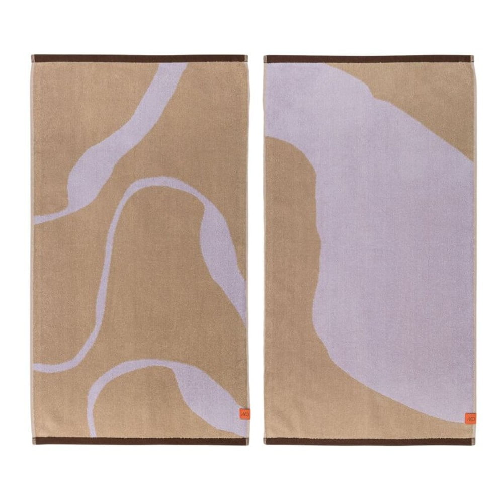Uteráky v súprave 2 ks z Bio bavlny v levanduľovofialovej a svetlohnedej farbe 50x90 cm Nova Arte – Mette Ditmer Denmark