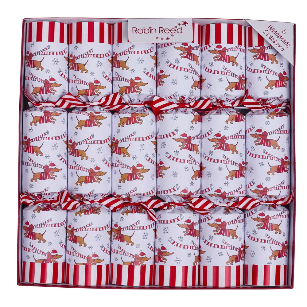 Vianočné crackery v súprave 6 ks Racing Sausage Dog – Robin Reed