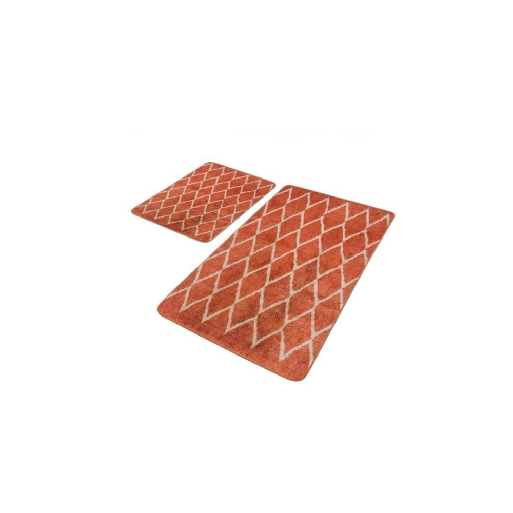 Zamatové kúpeľňové predložky v terakotovej farbe v súprave 2 ks 60x100 cm – Mila Home