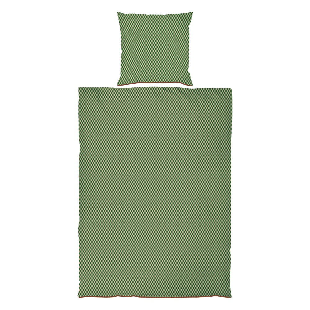 Zelené/béžové obliečky na jednolôžko z bavlneného saténu 140x200 cm Mini – Mette Ditmer Denmark