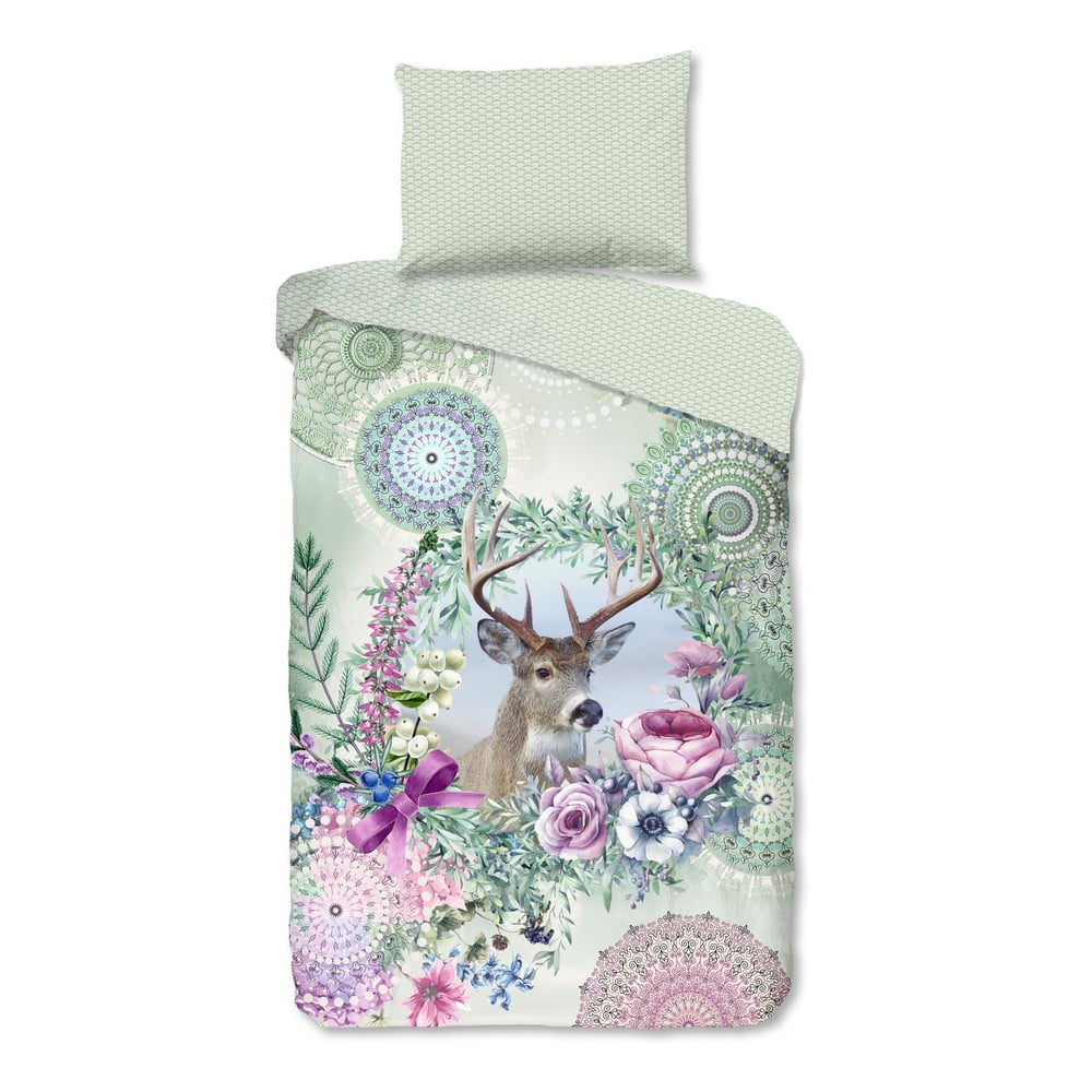 Zelené flanelové obliečky na jednolôžko 140x200 cm Romini – HIP